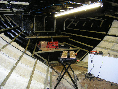 insulation between battens on a curved hull